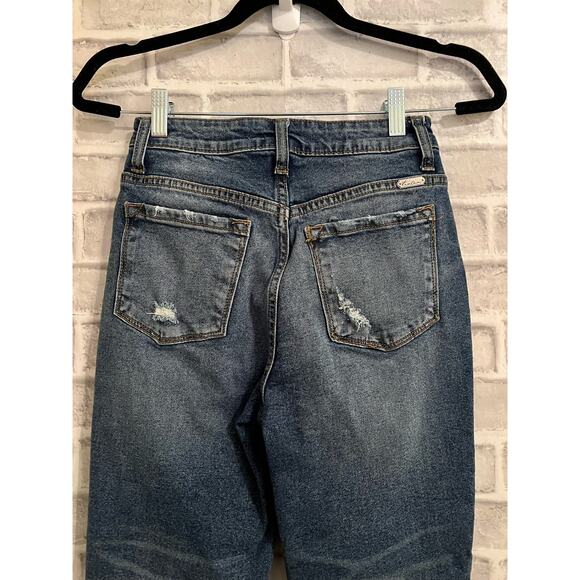 Kancan Women's Super High Rise Frayed Distressed Boyfriend Jeans Size 24 - Picture 5 of 9